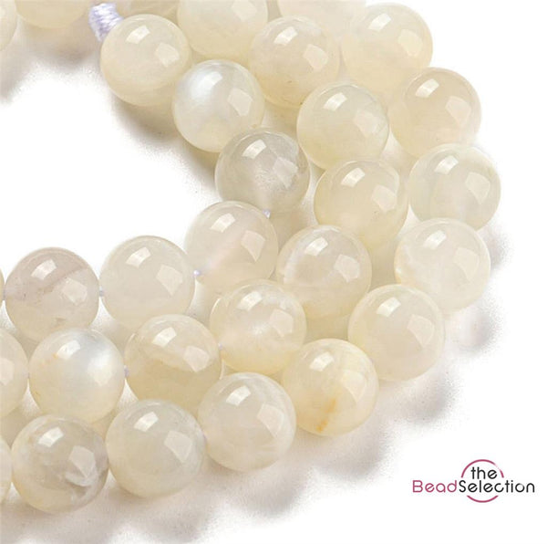 NATURAL WHITE MOONSTONE ROUND GEMSTONE BEADS 8mm 25 Beads GS173