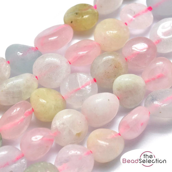 35+ MORGANITE GEMSTONE ROUNDED TUMBLED NUGGET CHIP BEADS 8mm-11mm 1 strand GC32