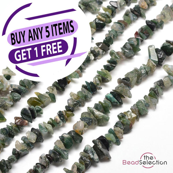 Green Moss Agate Beads Chip 8mm-5mm 1Strand 240+ Natural Gemstone GC60