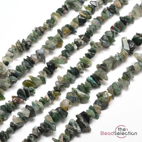 Green Moss Agate Beads Chip 8mm-5mm 1Strand 240+ Natural Gemstone GC60