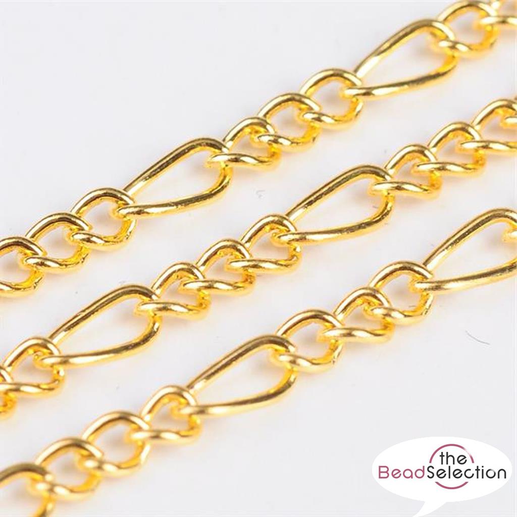 GOLD PLATED MOTHER SON TWIST CURB CHAIN 7mm -4mm JEWELLERY MAKING CH19