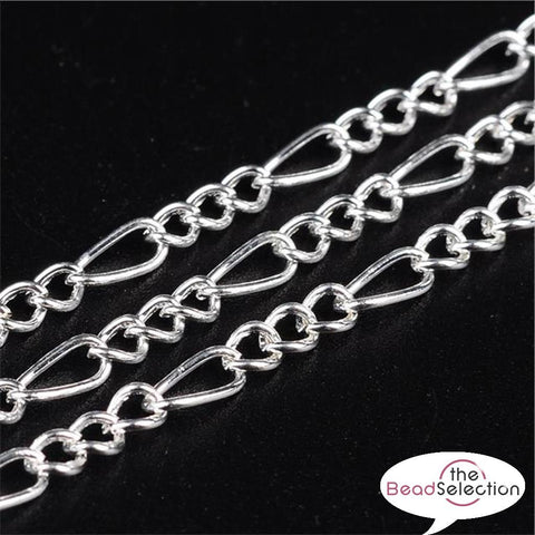 SILVER PLATED MOTHER SON TWIST CURB CHAIN 7mm -4mm JEWELLERY MAKING CH21