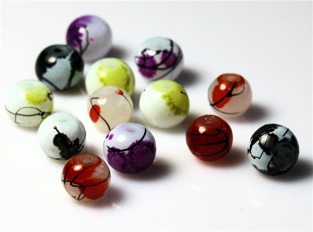 MOTTLED DRAWBENCH GLASS BEADS choose 6mm 8mm 10mm MIXED  COLOURS