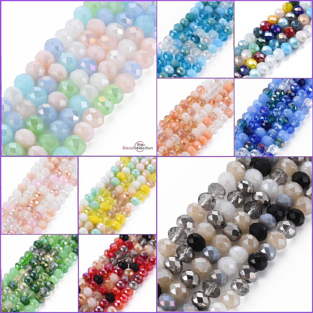 Faceted Glass Rondelle Abacus Round Beads Mixed Crystal 6mm 8mm 1 STRAND