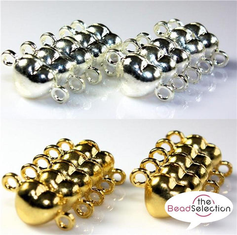 5 HEART MAGNETIC CLASPS 17mm VERY STRONG GOLD PLATED AF20