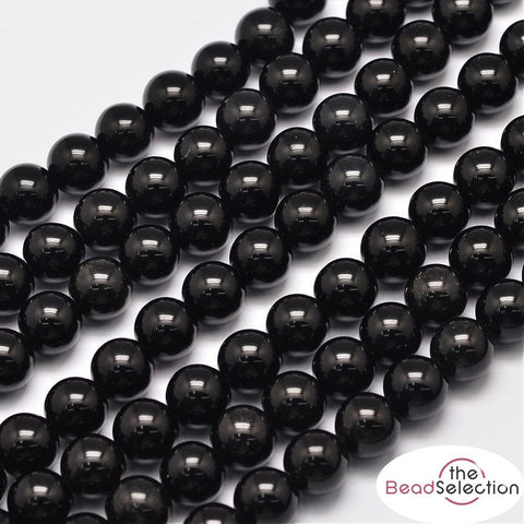 PREMIUM QUALITY BLACK OBSIDIAN ROUND GEMSTONE BEADS 6mm 30 Beads GS171
