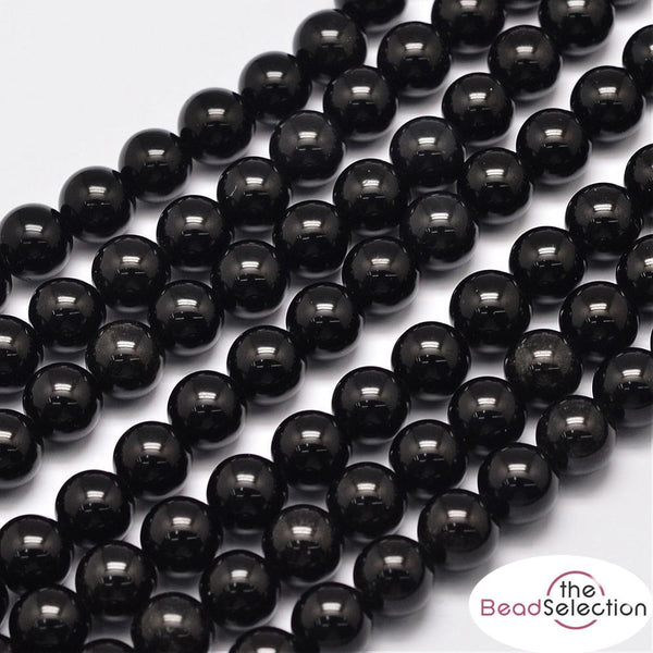 BLACK OBSIDIAN ROUND GEMSTONE BEADS 10mm 20 Beads Jewellery Making GS98