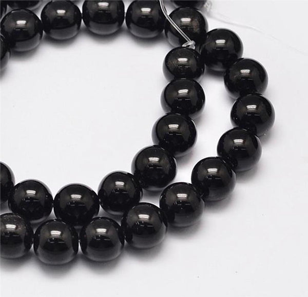 BLACK OBSIDIAN ROUND GEMSTONE BEADS 10mm 20 Beads Jewellery Making GS98