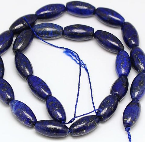 PREMIUM QUALITY OVAL RICE LAPIS LAZULI GEMSTONE BEADS 16mm 20 Beads