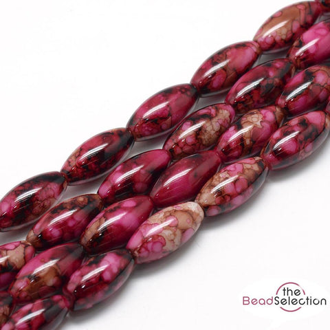 20 'WILD ORCHID' MARBLED DRAWBENCH OVAL GLASS BEADS 22mm BURGUNDY RED ORC5