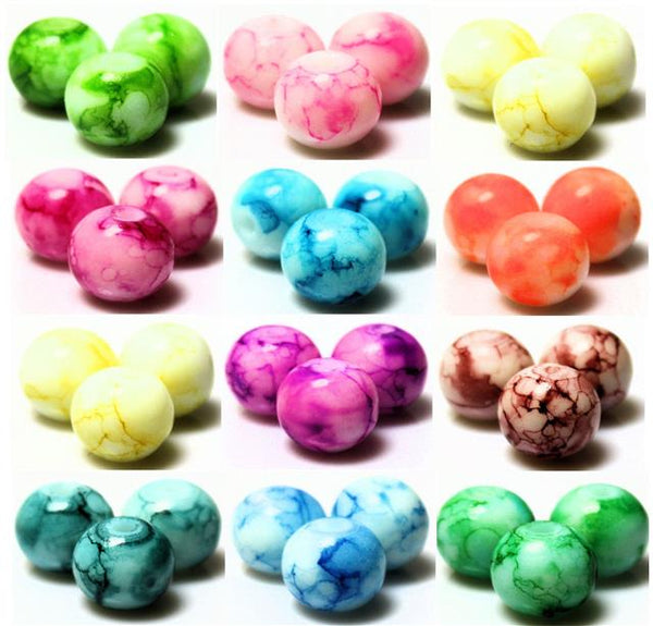 PASTEL SUMMER DRAWBENCH GLASS BEADS choose 6mm 8mm 10mm COLOUR CHOICE