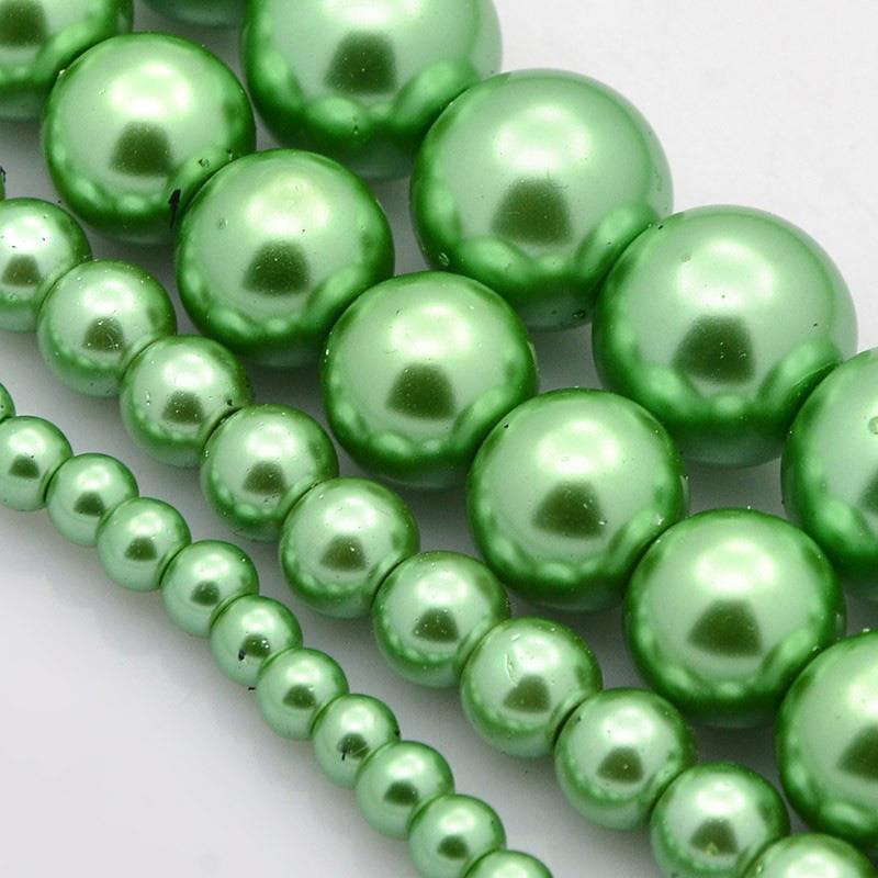200 GLASS PEARL BEADS LIGHT GREEN MIXED SIZE 4mm 6mm 8mm 10mm 12mm TOP QUALITY