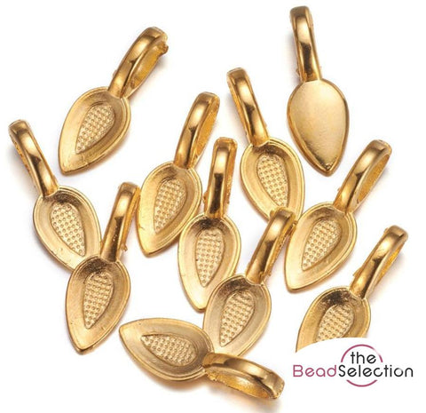 20 TEAR DROP PENDANT BAILS GLUE ON 21mm GOLD PLATED TOP QUALITY (AK15)