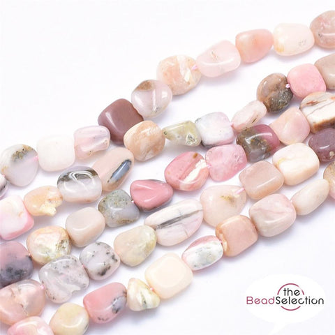 PINK OPAL TUMBLED NUGGET GEMSTONE CHIP BEADS 5mm - 11mm 1 STRAND 40+ GC45