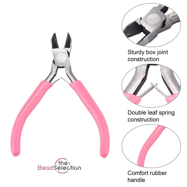 PINK SIDE CUTTER PLIERS JEWELLERY MAKING BEADING TOOLS
