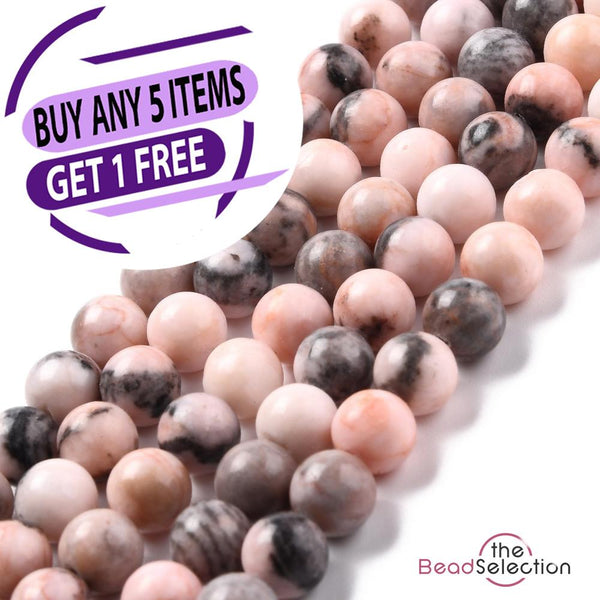 20 Pink Zebra Jasper Natural Gemstone Beads 10mm Jewellery Making GS146