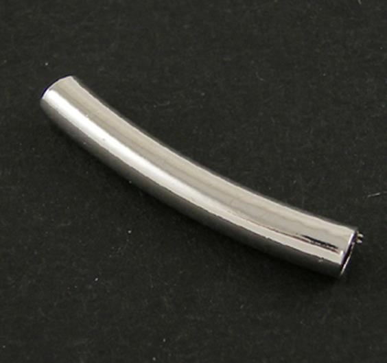 SILVER PLATED CURVED TUBE SPACER 20mm x 3mm HOLE 2mm JEWELLERY MAKING T1