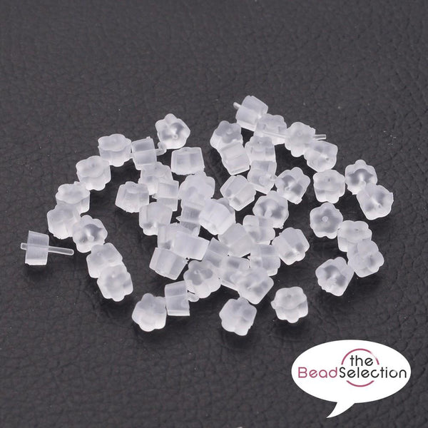 Flower Earring Backs Silicone Clear Rubber Hypoallergenic Stoppers 5mm AB30