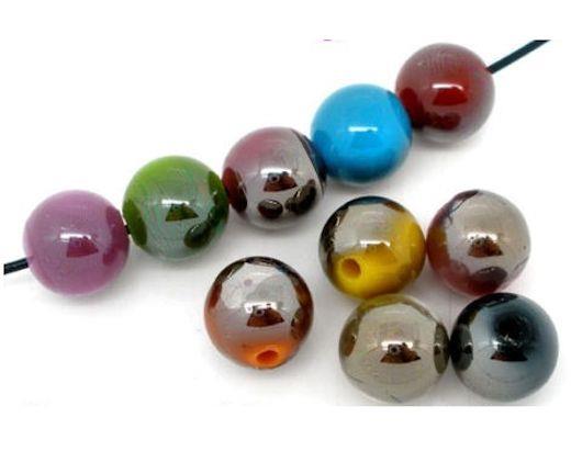 AB LUSTRE HALF PLATED ACRYLIC BEADS MIXED COLOURS 10mm 12mm 14mm