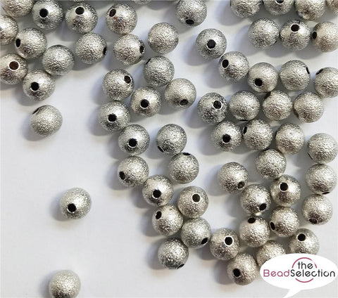 50 METAL STARDUST BEADS PLATINUM SILVER PLATED 6mm TS121