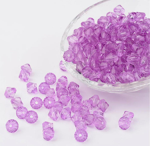 Acrylic Faceted Bicone Beads 4mm  6mm  8mm Colour Choice Jewellery Making