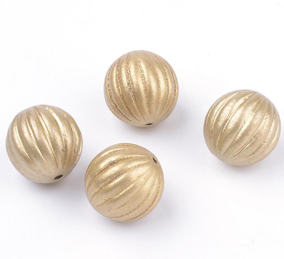10 GOLD SATIN ROUND PUMPKIN ACRYLIC BEADS LARGE 16mm TOP QUALITY ACR80