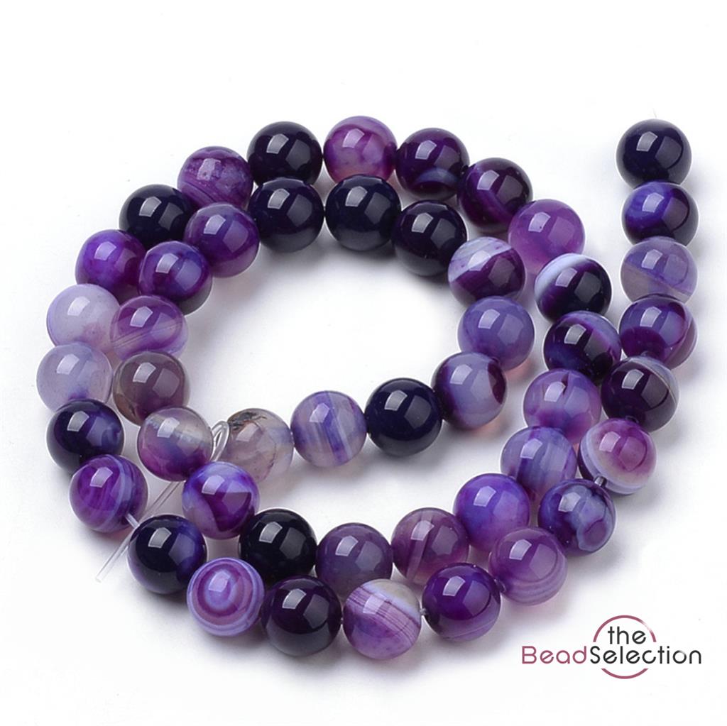 PURPLE BANDED AGATE ROUND GEMSTONE BEADS 6mm 30 Beads JEWELLERY MAKING GS115