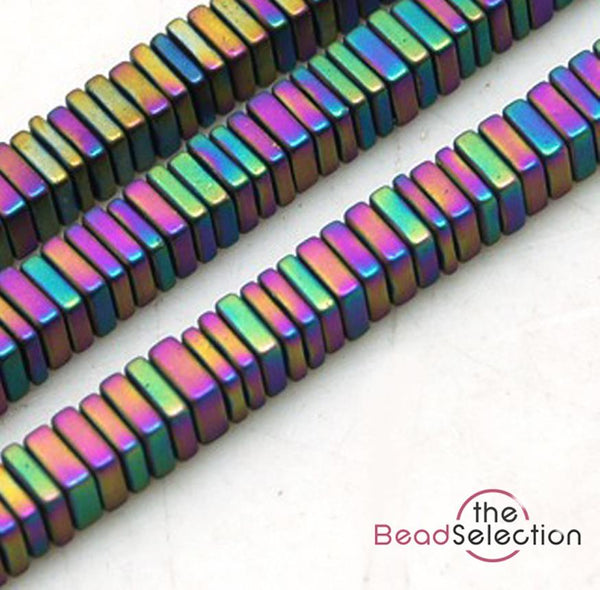 100 Tiny Frosted Rainbow Flat Square Hematite Beads 3mm Jewellery Making HEM63