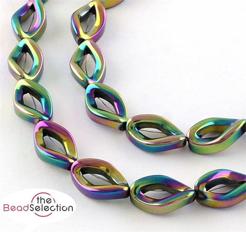 PREMIUM QUALITY RAINBOW TWIST HEMATITE BEADS 13mm x 8mm HEM4