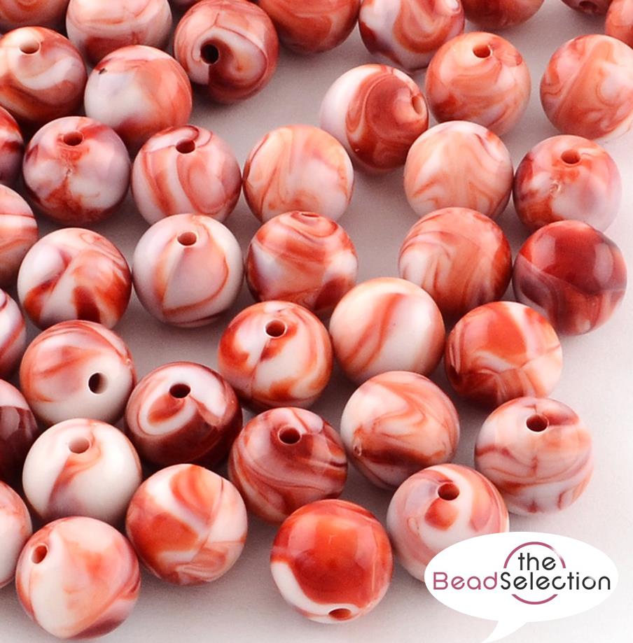 RED CANDY SWIRL ROUND ACRYLIC BEADS 8mm 100 Per Bag TOP QUALITY ACR19A
