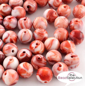 RED CANDY SWIRL ROUND ACRYLIC BEADS 8mm 100 Per Bag TOP QUALITY ACR19A