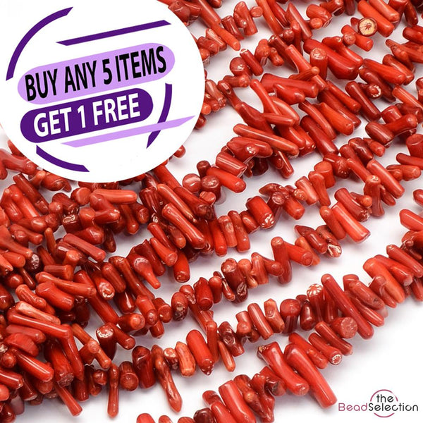 Red Coral Chip Beads 15mm - 5mm 200+ 1 STRAND Beads Jewellery Making GC71