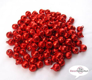 50 RED RINGING JINGLE BELLS CHARMS 14mm XMAS TOP QUALITY BELL10