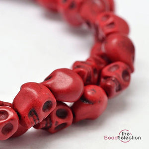 38 Red Skull Beads 10mm Howlite Jewellery Making Halloween MSC49