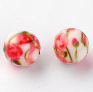 10 ROSE FLOWER ACRYLIC RESIN BEADS 10mm PINK TOP QUALITY ACR156