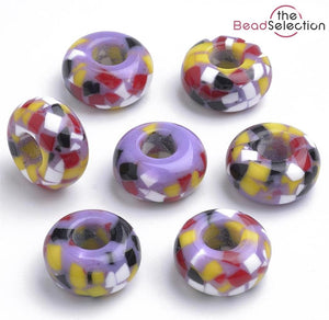 10 PURPLE ACRYLIC RESIN BEADS RONDELLE 14mm LARGE HOLE 6mm TOP QUALITY ACR191
