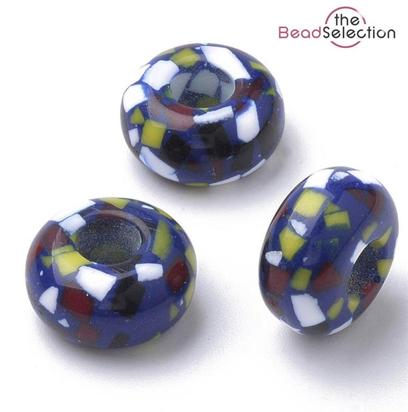 10 ROYAL BLUE ACRYLIC RESIN BEADS RONDELLE 14mm LARGE HOLE 6mmTOP QUALITY ACR192