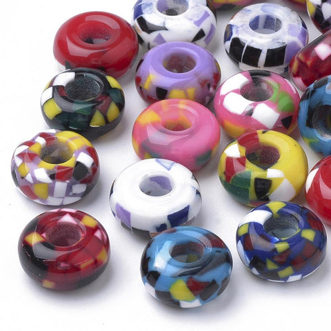 10 ACRYLIC RESIN BEADS RONDELLE 14mm LARGE HOLE 6mm TOP QUALITY ACR157