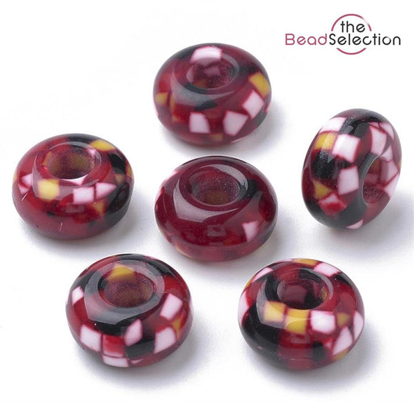 10 RUBY RED ACRYLIC RESIN BEADS RONDELLE 14mm LARGE HOLE 6mm TOP QUALITY ACR194