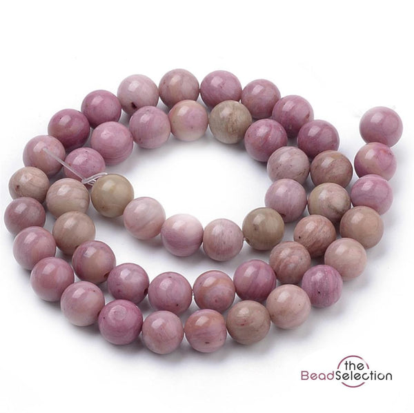 PINK RHODONITE ROUND GEMSTONE BEADS 8mm 25 Beads Jewellery Making GS92