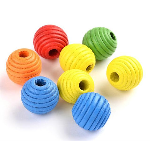 15 per bag 20mm LARGE ROUND WOODEN BEADS RIBBED MIX 6mm HOLE W23