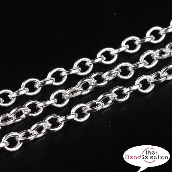 SILVER PLATED ROLO BELCHER CHAIN 5mm JEWELLERY MAKING CH6