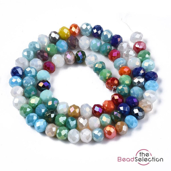 Faceted Glass Rondelle Round Beads Mixed Crystal 6mm 90+ 1 STRAND R16