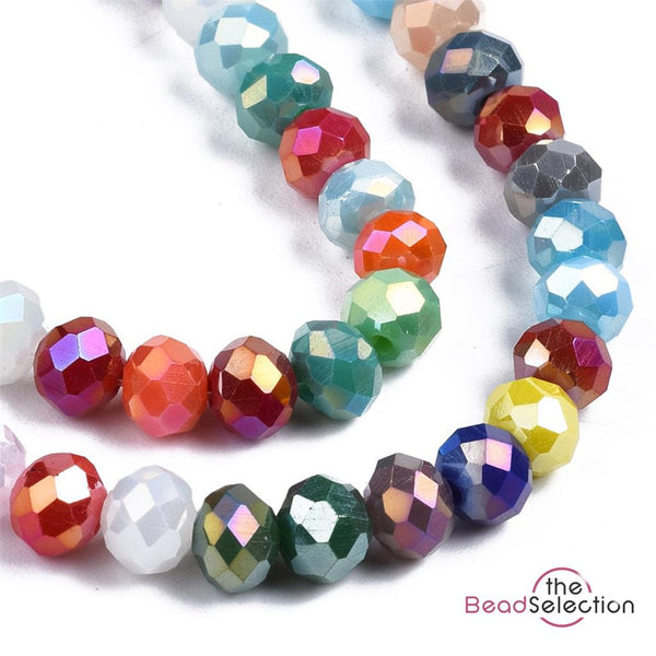 Faceted Glass Rondelle Round Beads Mixed Crystal 6mm 90+ 1 STRAND R16