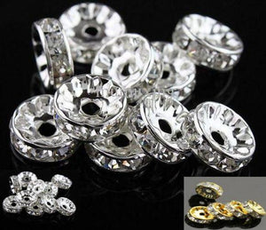 100 Rhinestone Rondelle Spacer Beads Premium Quality Grade A 4,6,7,8,10mm