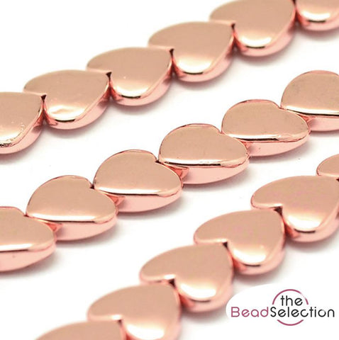 20 ROSE GOLD HEART HEMATITE BEADS 10mm PREMIUM QUALITY HEM15