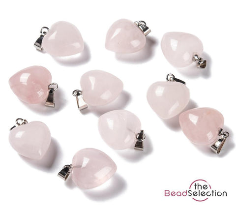 ROSE QUARTZ GEMSTONE HEART CHARM PENDANT IDEAL GIFT C300