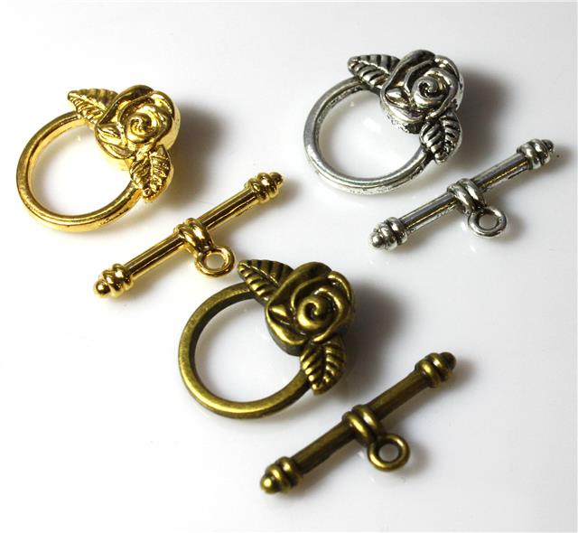 Antique Gold Plated Square Toggle Clasps, Jewelry Making Findings, Approx. 12 Pieces (25 Gram Lot) - View #6