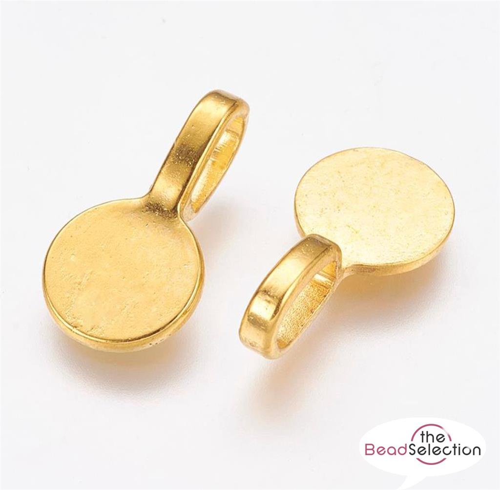 ROUND PENDANT BAILS GLUE ON 18mm x 10mm GOLD PLATED JEWELLERY MAKING ( AK12 )