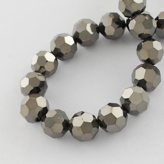 FACETED ROUND CRYSTAL GLASS BEADS 8mm 6mm 4mm METALLIC BLACK